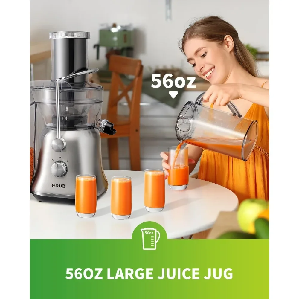 NEW-1300W Powerful Juicer with Larger 3.4" Feed Chute, Titanium Enhanced Cutting System, Centrifugal Juice Extractor Maker with