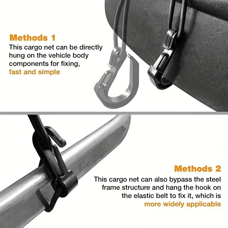 Heavy-Duty Motorcycle Cargo Net 10"x11" - Double Layer Elastic Helmet &Luggage Storage Net with Metal Hooks for Secure Transport