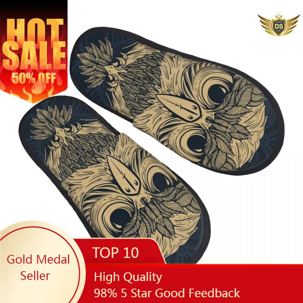 

Vintage Owl Slipper For Women Men Fluffy Winter Warm Slippers Indoor Slippers
