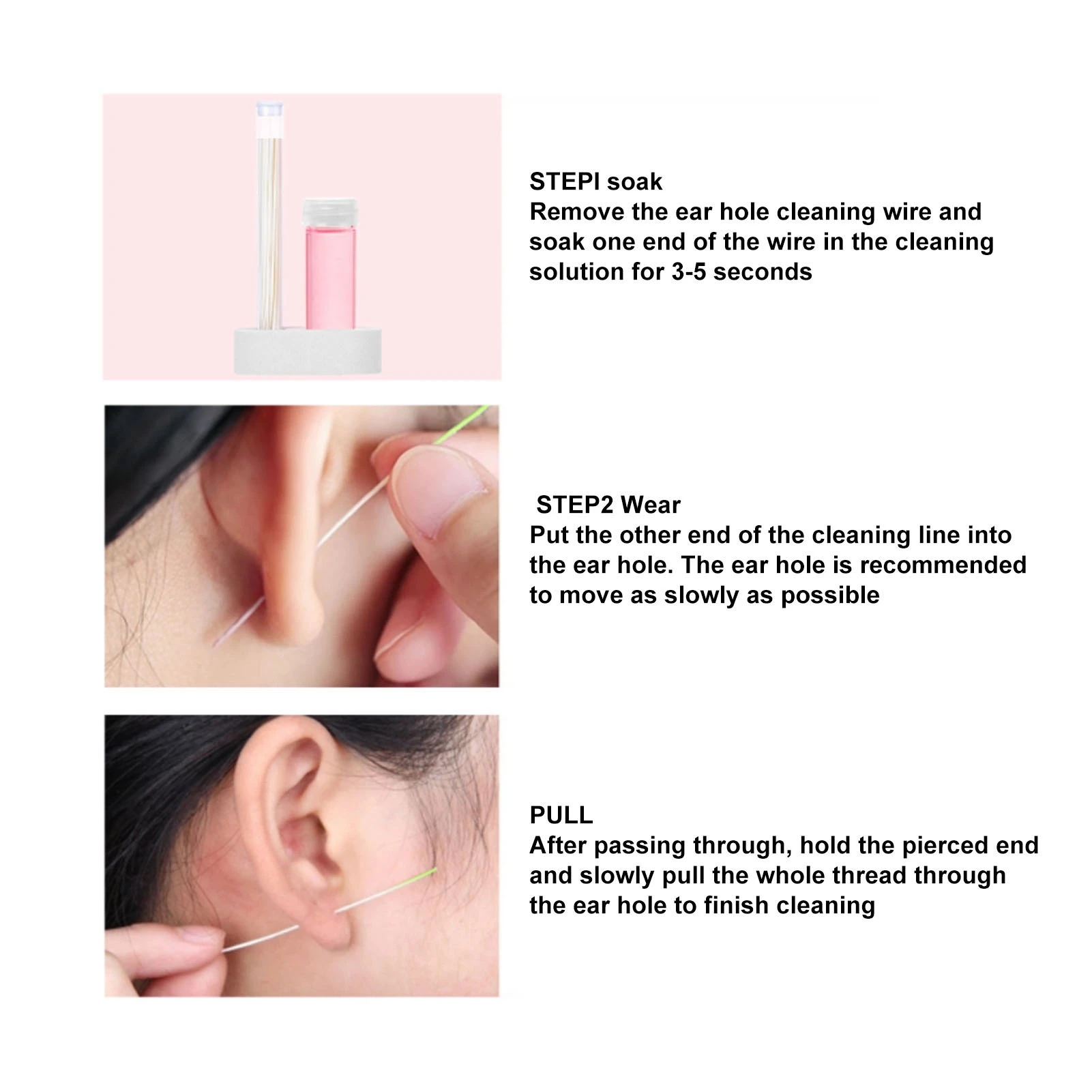 Ear Piercing Cleaning Kit Deodorant Blocking Free Cleaning Ears Holes Tools 15ml Solution 70pcs Lines