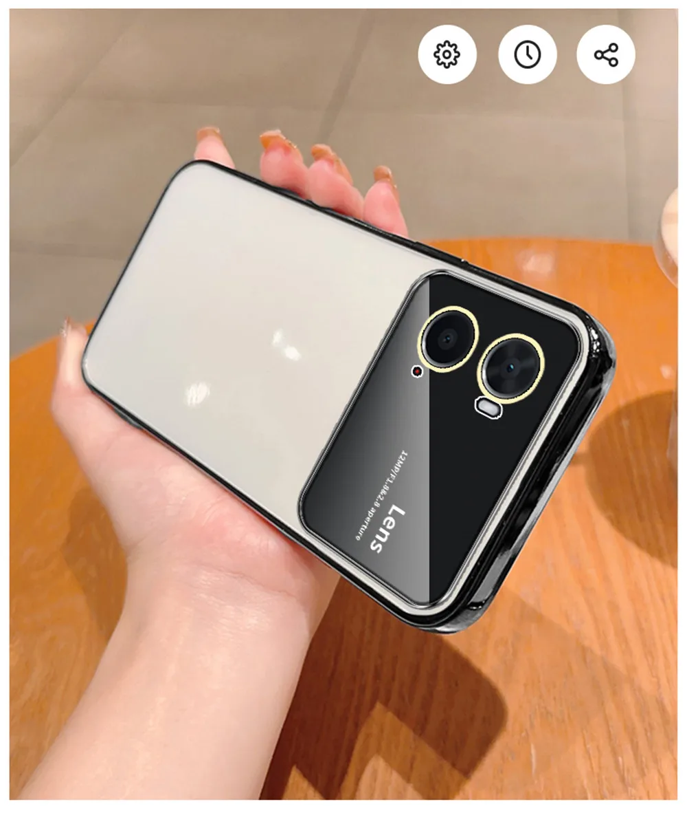 Plating Clear Large Window Phone Case For Oppo A74 A54 A53 A55 A57 A77 A94 A31 A8 A9 A5 A15 A16 A16K A17 Lens Protection_voghion.com