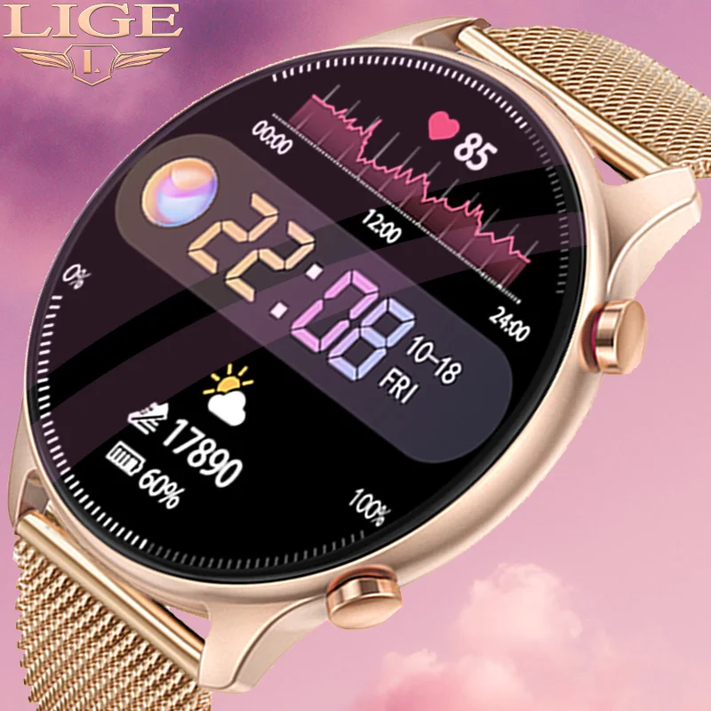 

LIGE Slim Smart Watch Women Sports Smartwatch Bluetooth Fitness Activity Trackers Weather Ladies Blood Pressure Digital Watches