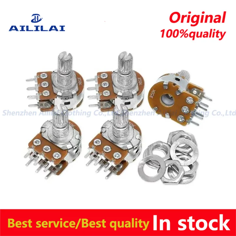 WH148 15mm 6pin Linear Potentiometer With Nuts And Washers 1K 2K 5K 10K 20K 50K 100K 200K 250K 500K 1M Potentiometers Kit 5PCS