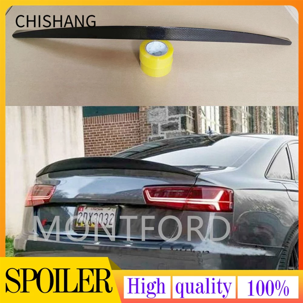 

For Audi A6 C7 Carbon Fiber Rear Spoiler Trunk Wing 2012-2016 HK style High quality real carbon fiber material spoiler