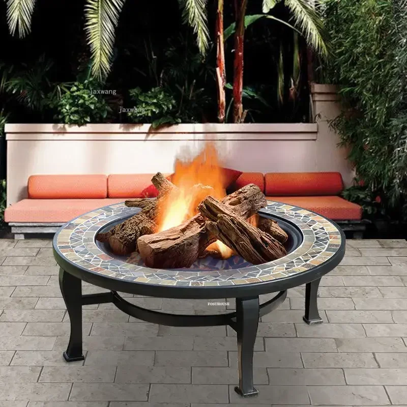 Balcony Fire Pits Coffee Shop Restaurant Commercial Brazier Outdoor Garden Villa Heaters Courtyard Barbecue Table Ser