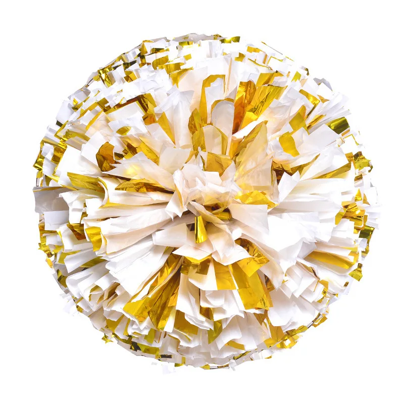 Cheerleading Pom Poms 2Pieces/Pair Metal Red Mix White Cheerleading Pom Poms Cheerleader Pompon With Rings Handle Match Dance Party Suppl
