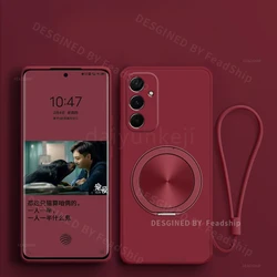 Premium Silicone Phone Case with Holder and Screen Protector - Soft, Durable Cover in Sleek Design - A16 (Wine Red)