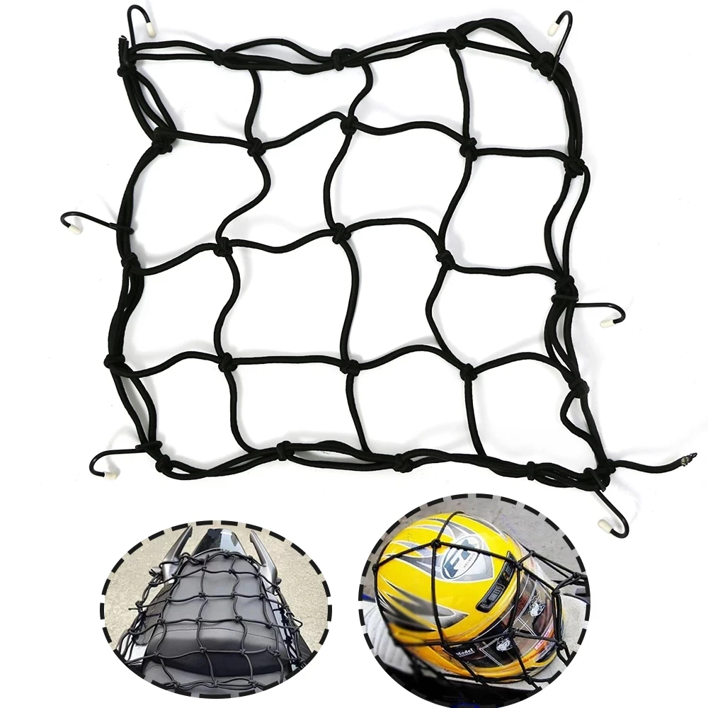 

Motorcycle Universal Luggage Net Bike 6 Hooks Hold Down Fuel Tank Motorbike Helmet Mesh Web Bungee Black Cargo Net Car Styling