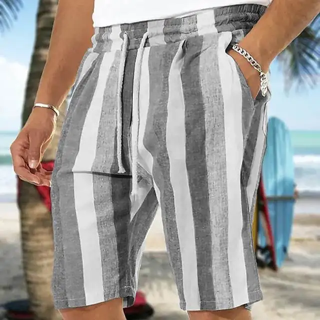 Summer Fashion Striped 3D Print Beach Shorts Swimwear Men's Oversized Surfing Board Pants Holiday Swimsuits Trunks Man Clothing