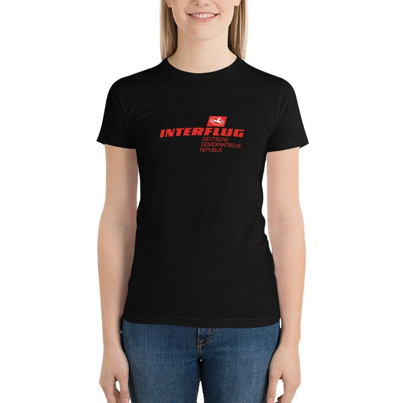 

Interflug (Red Text) T-Shirt shirts graphic tees aesthetic clothes Blouse hippie clothes graphic t-shirts for Women