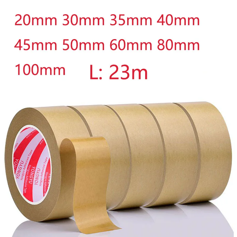 Fita Impermeável de Face Única Caixa de Embalagem de Papel Adesivo Fita de Papel Kraft Marrom Largura 20 Mm100 mm 23m por Rolo