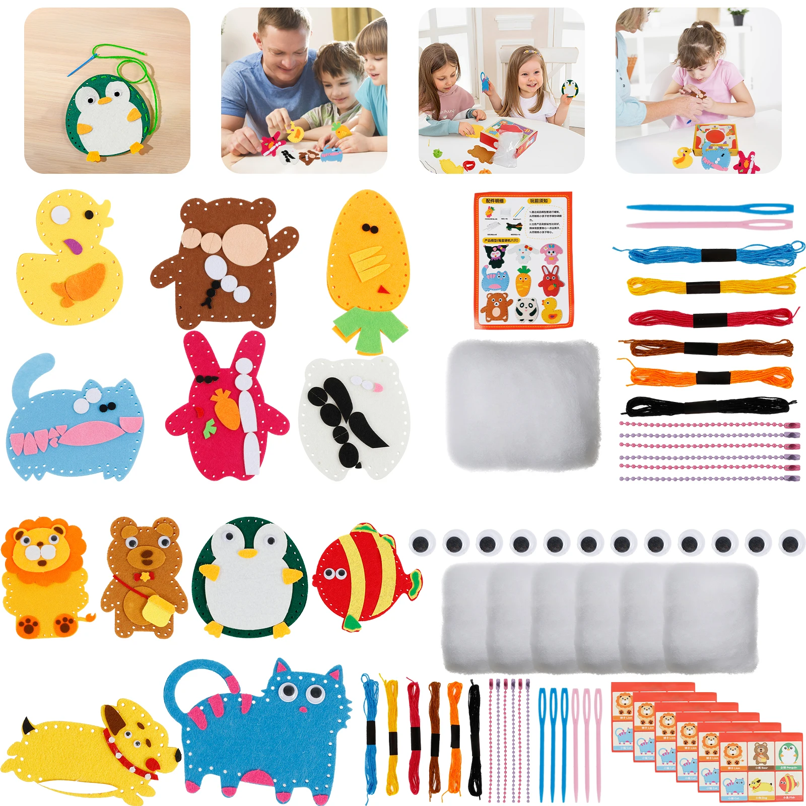 Kids Sewing Kit Fun Educational Beginner DIY Felt Craft Beginners Set Girl Art Toy