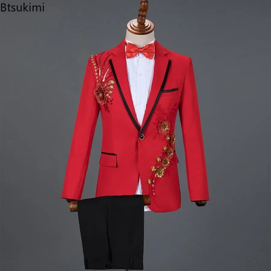 2PCS Men Wedding Groom Tuxedo Suit and Pants