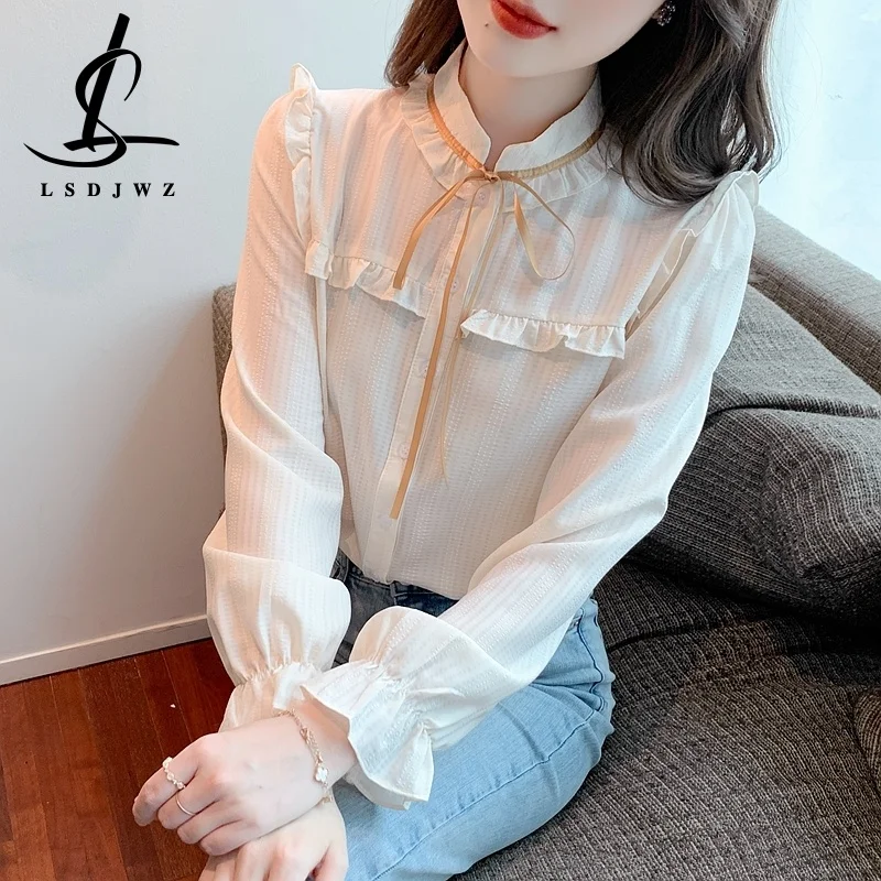 

Womens Blouses Long Sleeve Top Luxury Women's Blouses Chiffon Blouse Women's Clothing Korea Stylish Fashion Woman Blouse 2023