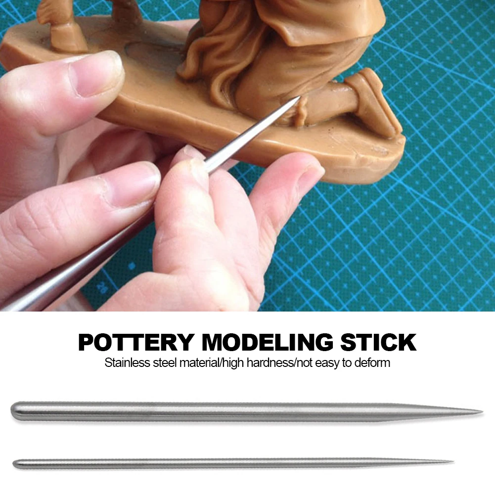 Pottery Modeling Stick Acupressure Texture Creasing Indentation Sharp Pottery Clay Tool Carving Clay Stainless Steel Tool