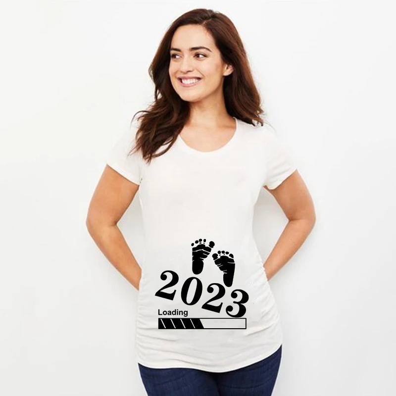 Baby Loading Printed Maternity T Shirt Pregnant Clothes Summer T-shirt Pregnancy Announcement Shirts New Mom T Shirts Tops