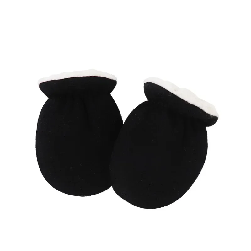New Anti-scratch Face Gloves Fleece Thickened Gloves Newborn Autumn Winter Lamb Fleece Anti-eating Hand Cover 0-1 Years Old