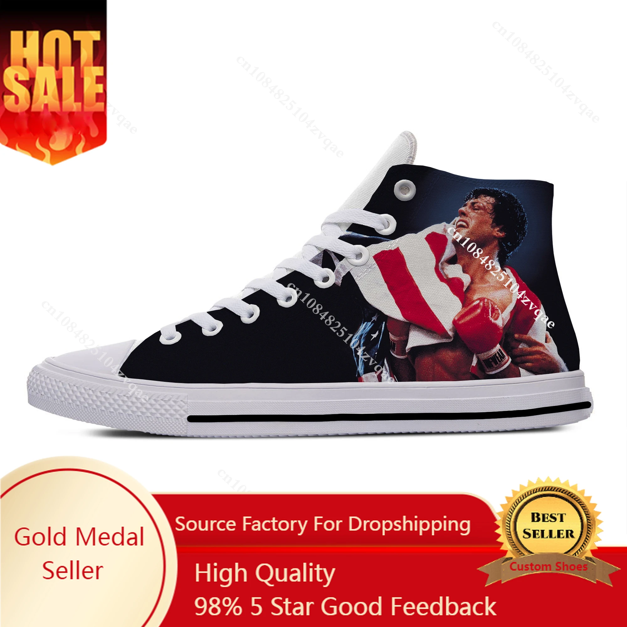 

Boxing Box Movie Rocky Balboa Fashion Funny Cool Casual Cloth Shoes High Top Lightweight Breathable 3D Print Men Women Sneakers