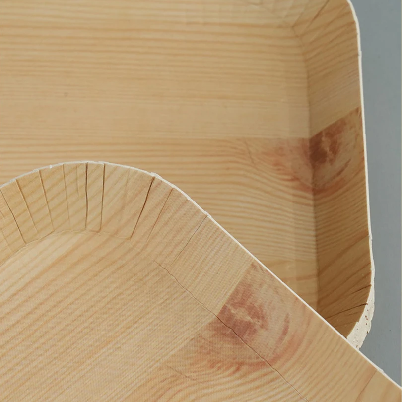 10 PCS Disposable Desserts Plates Wood Grain Tray Vegetable Dessert Plates Kitchen Dishes Ideal For Parties, Families, Outdoors