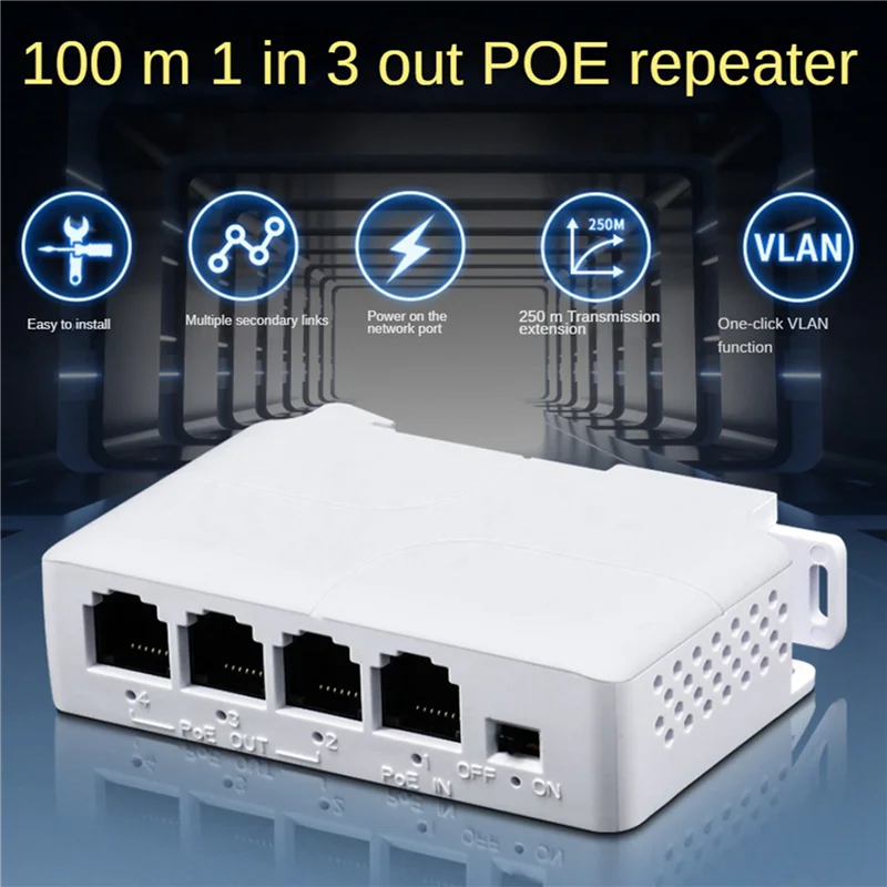 BTLIFE-4X 13포트 PoE 확장기 10/100M PoE 리피터 IEEE802.3Af IP 전송 확장기 (POE 스위치 NVR IP 카메라용)