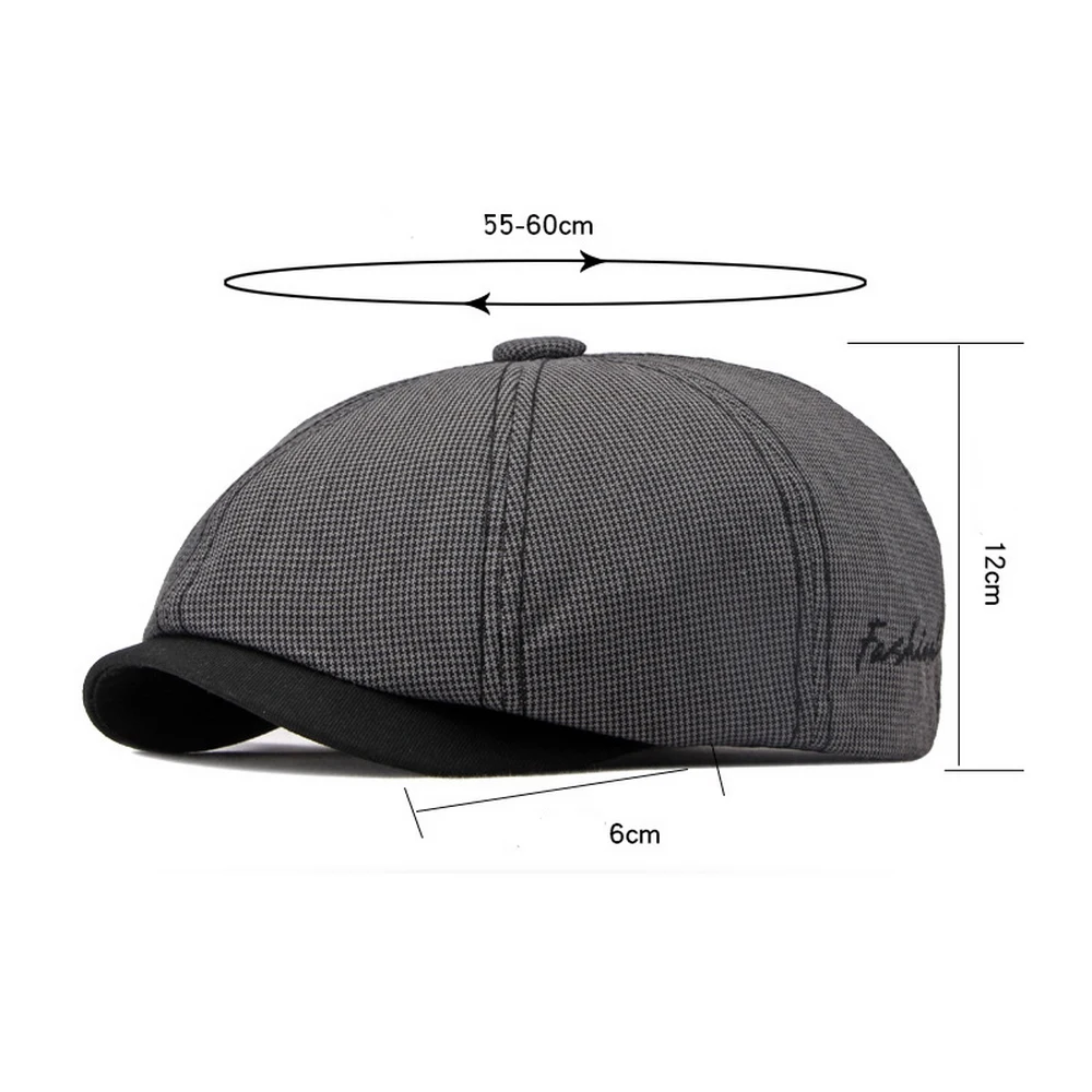 Spring And Summer Men Newsboy Cap Octagonal Hat For Male Cotton 55-60cm Adjustable Crosshatch Pattern Color Clash Design