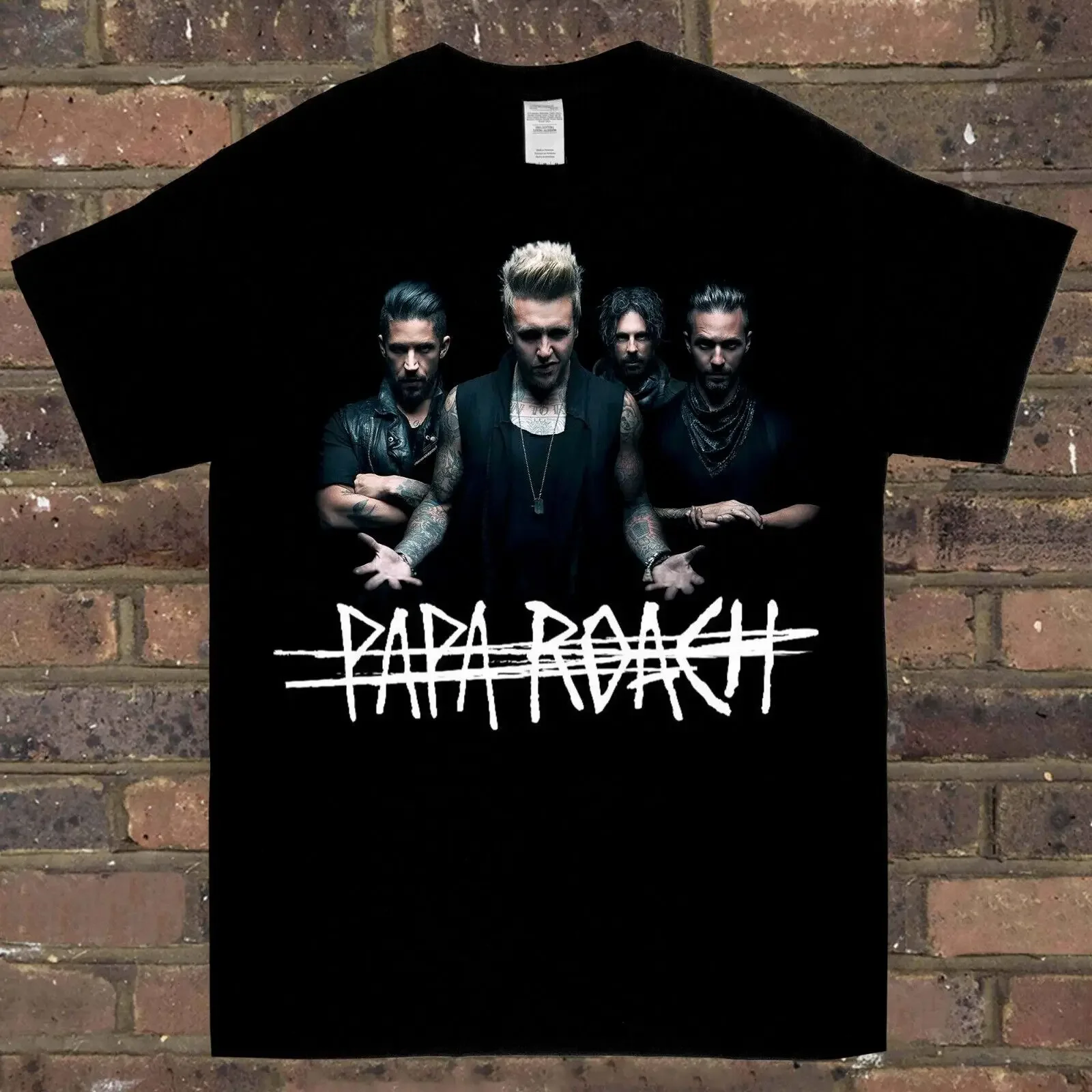 

Новая хлопковая черная футболка с логотипом Papa Roach 2D320