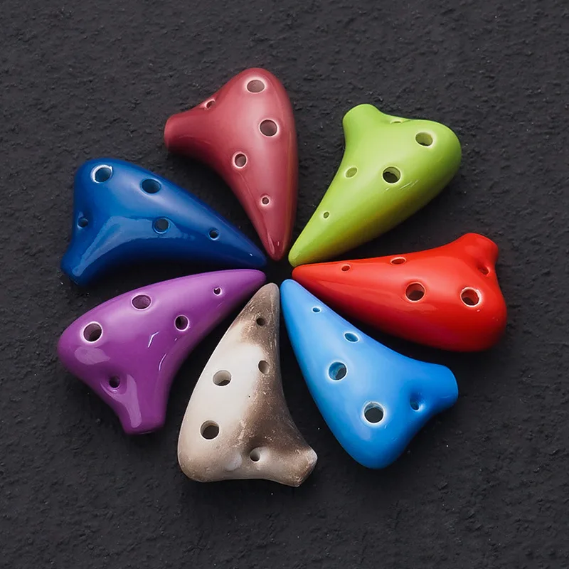 Traditional 6 Hole Ceramic Ocarina C Tone Unbending Add Fun Colorful Music Lover Mini Ocarina Lanyard for Child Beginner