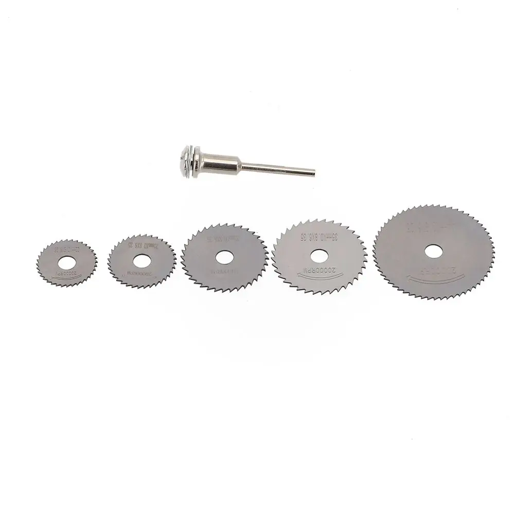 5pcs Set Mini HSS Circular Saw Blade Rotary Tool For Metal Cutter Power Tool Set Wood Cutting Discs Drill Mandrel Cutoff wax pipe knife carving cutter tube wax carving ring mandrel jewellery casting sizing tool measurer stok mandrel enlarge holes