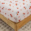 3PC Cherry Little Red Flower Bed Sheet Kawaii Bedding Set 100%Polyester 1Fitted Sheet 2Pillowcase Suitable for adults/children 4