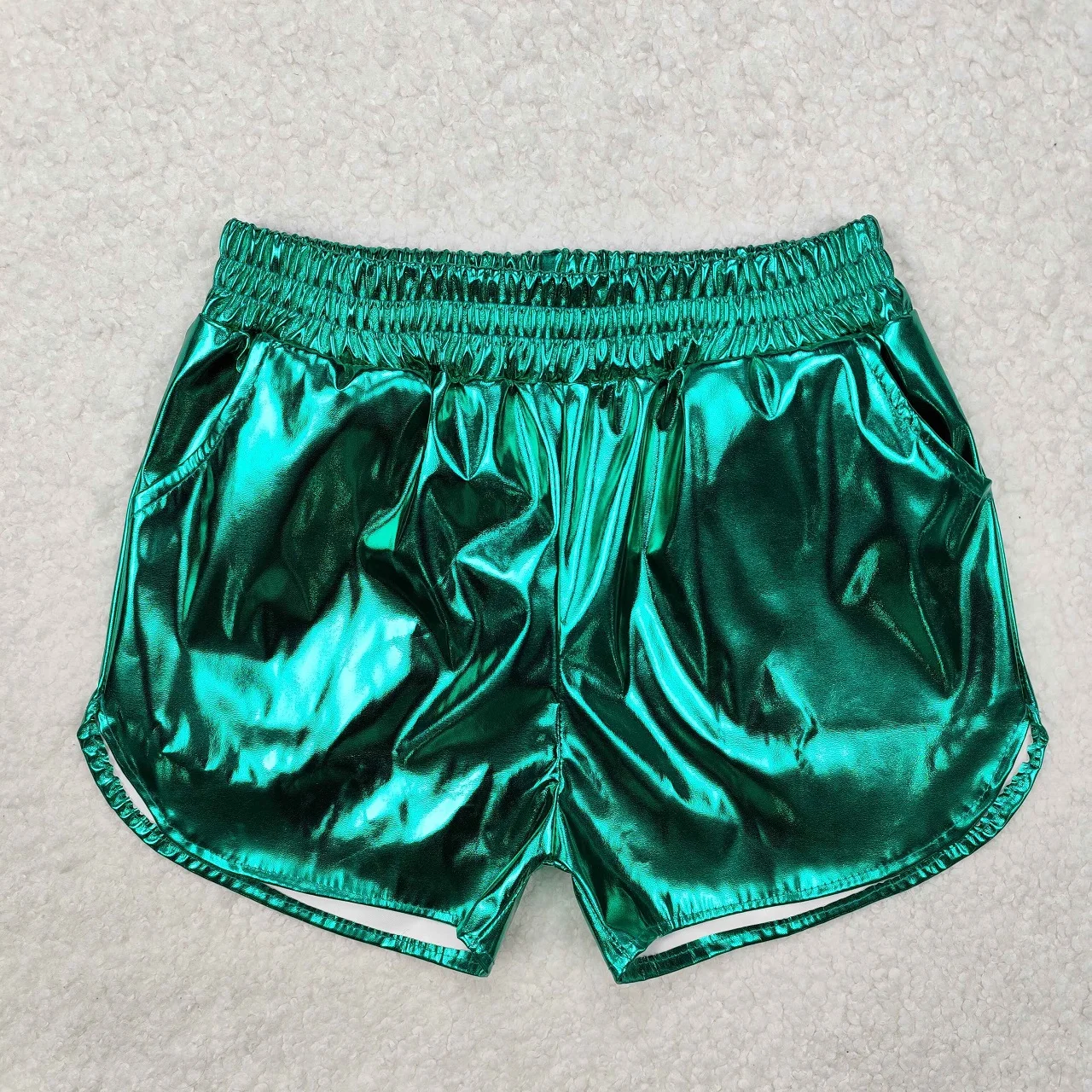 Pantaloncini metallici da donna estivi pantaloni elastici in va pantaloni caldi lucidi pantaloncini bottino da ballo Rave con tasche pantaloni da Club Sexy per feste  200000345
