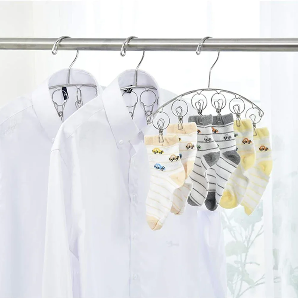 Clothes Drying Hanger with 32 Clips / 8 Clips Socks Underwear Drying Folding Laundry Hanging Rack 4