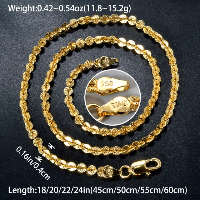 750ゴールド リンクチェーンネックレス 約50cm