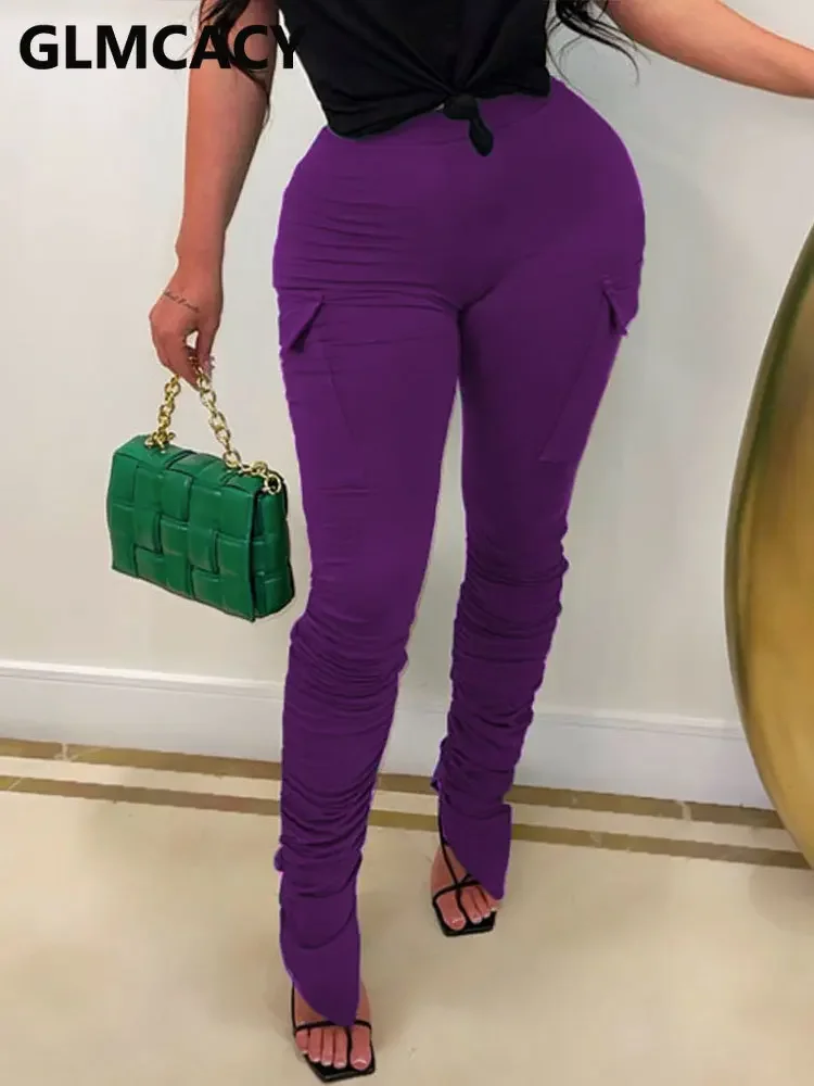 

Женские облегающие брюки с рюшами и боковым карманом