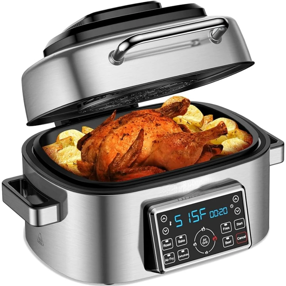 

Grill Combo, with 6.5 QT Air Fryer, Roast, Bake and Dehydrate, 1660W, Stainless Steel