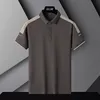 Men's Summer ort Sve  irt Ice Silk Fast Drng f Sve Turn-down Collar Trendy Youth Faion Basic Fit T-irt