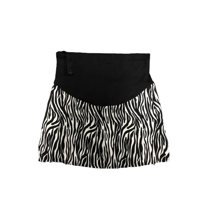 Pregnant Women Autumn Clothes Belly Skirts Vintage Maternity Empired Woolen Skirt Zebra Stripes Striped Pregnancy A-Line Skirts
