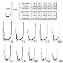  Aorace 50pcs/lot Long Shank Fishing Hook 1#-10# High Carbon Steel Sharp Barbed Offset Narrow Bait Hook 