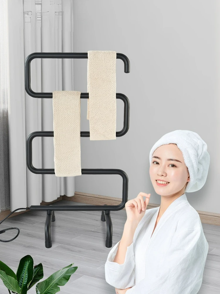 Heated Towel Rack, Floor-Standing Heated Drying Rack, Portable Folding  Double-Layer Electric Towel Warmer, Aluminum Alloy Heated Towel Rail for