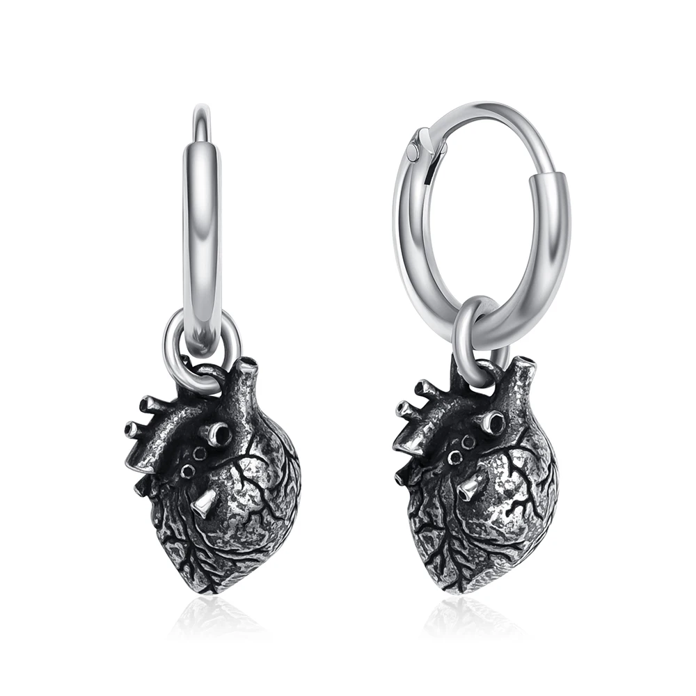 【SURGERY】surgery pendant earrings Hanreshe Retro 3D Heart Pendant Hoop Earrings Medical
