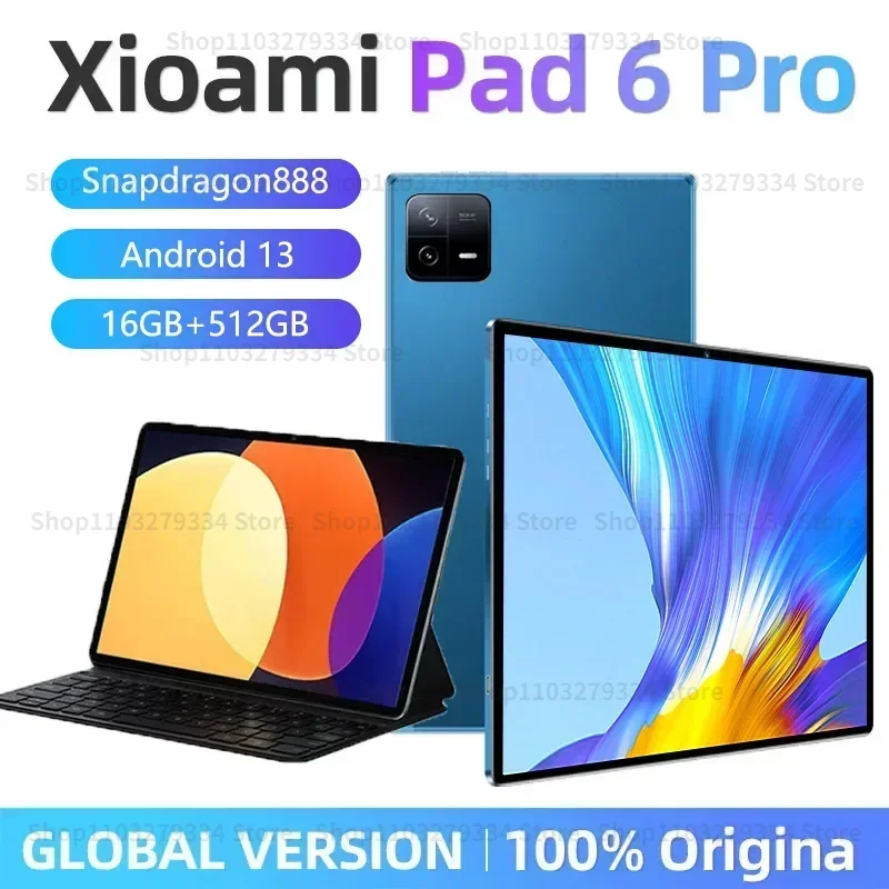 

Snapdragon 888 2023 Global Version Original Tablet Android 13.0 Pad 6 Pro 16GB+1TB Tablets PC 5G Dual SIM Card or WIFI HD 4K