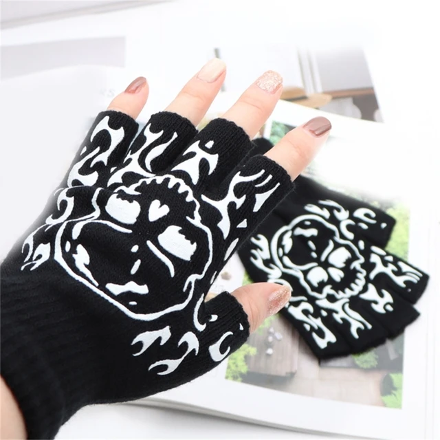 قفازات حرارية عصرية دافئة قفازات هيكل عظمي أنيقة للطقس البارد والهالوين والشتاء وركوب الدراجات والتزلج والتسلق 2