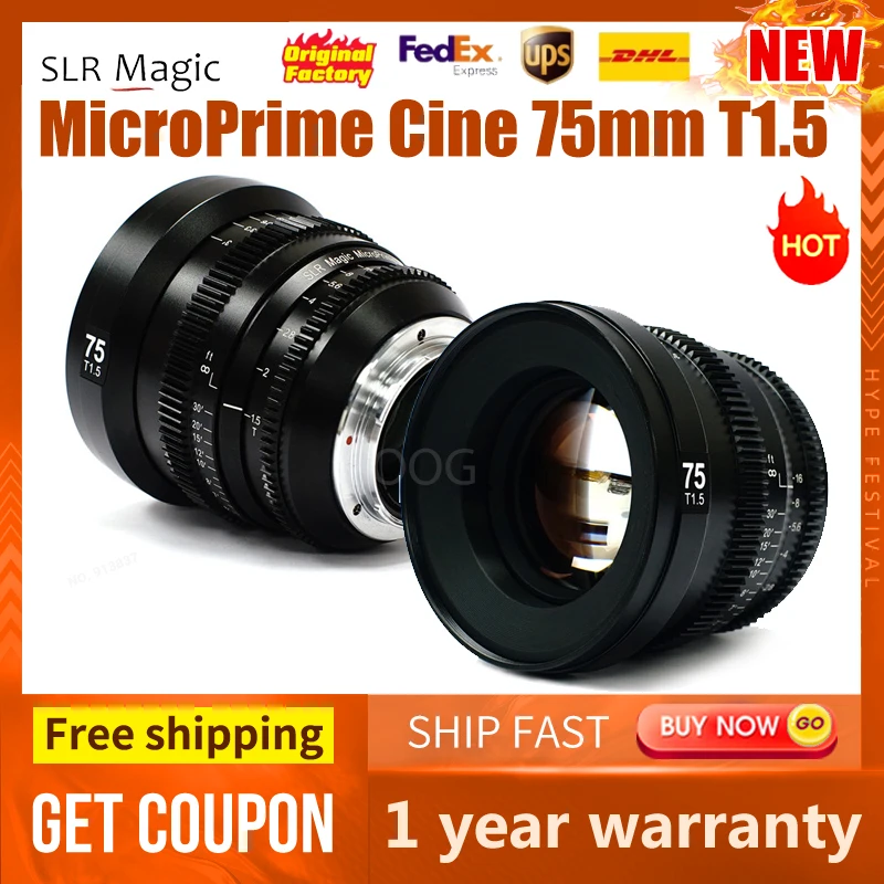 SLR 매직 75mm T1.5 마이크로프라임 시네 렌즈,  E-마운트, 후지 X 마운트용