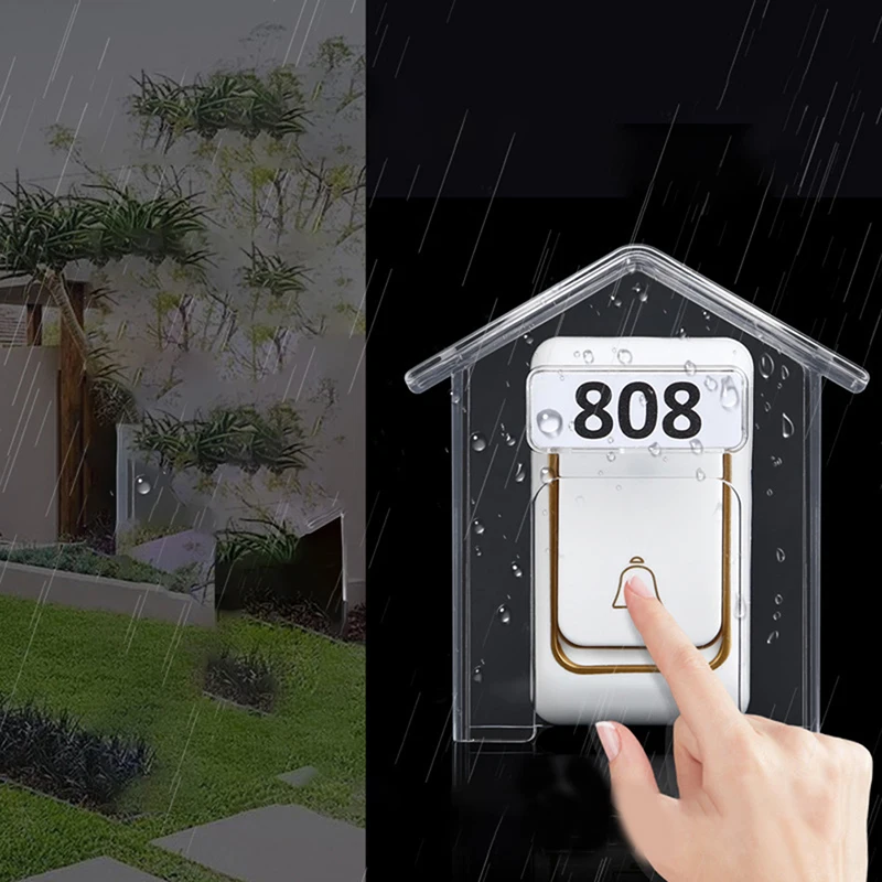 Waterproof Cover Wireless Doorbell Smart Door Bell Ring Chime Button Transparent Waterproof Home Case wireless doorbell cover
