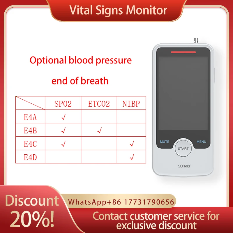 

4 inch Touch Screen Human Use Portable Spo2 PR Monitor Optional NIBP CO2 Vital Signs Monitor