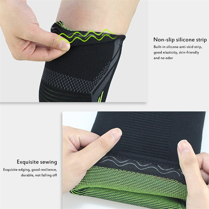 Unisex Knitted Nylon Sports Knee Pads Silicone Anti-slip Cycling Running Basketball Skipping Shock Absorption er Protector