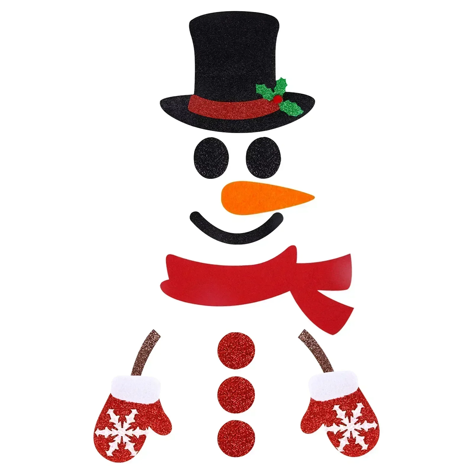 Pegatinas navideñas para puertas y ventanas, tela de fieltro, muñeco de nieve, Papá Noel, alce, pegatina de pared, decoración navideña para el hogar, feliz año nuevo 2024