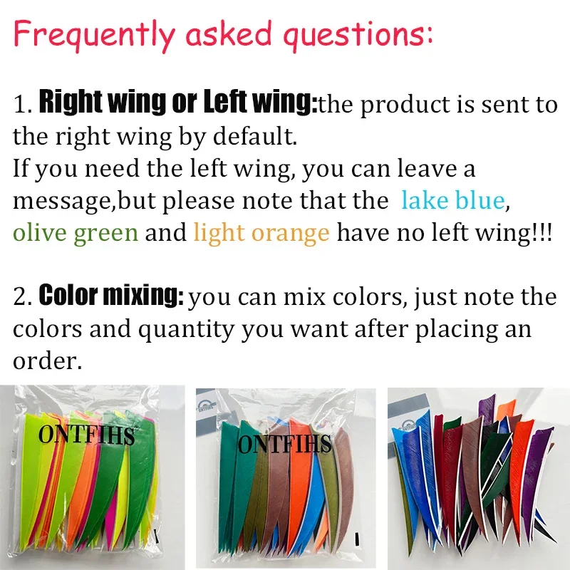 ONTFIHS 50PCS Archery Fletching RW 4" Shield Arrow Feathers Natural Turkey Feathers