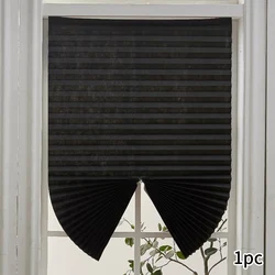Elegant Black & White Pleated Blackout Roller Blinds - 90x180cm (Black)