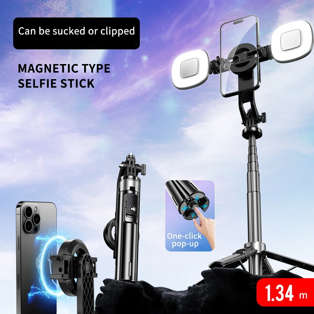 DIXSG Magnetic Selfie Stick Tripod with Bluetooth Remote Control Extendable Phone Stand Magnetic Tripod for Video Recording for selfie stick,cell phone selfie stick,smartphone selfie stick