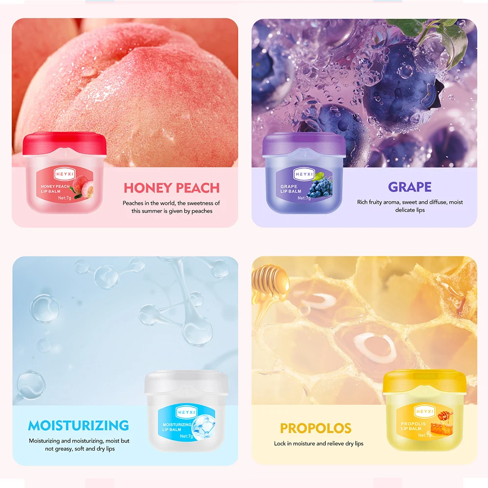 16pcs Vaseline Fruit Series Lip Balm Set Sleeping Lip Mask Moisturizing Hydrating Non-sticky Anti-Cracked Lip Balm Lips Care 6